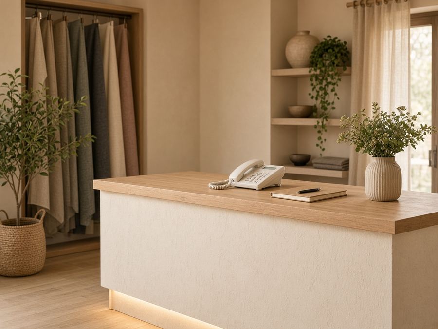 Contact desk at Vividvilla Textiles in Košice